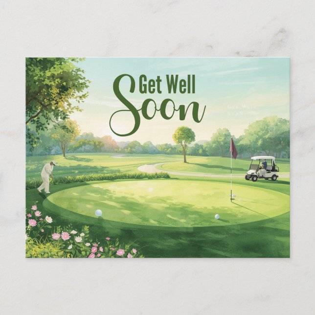 Golf Get well soon Golfer  Postcard (Front)