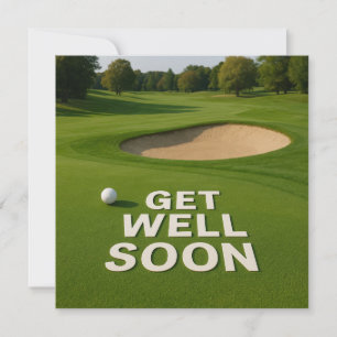 Golf get well soon text near bunker for golfer
