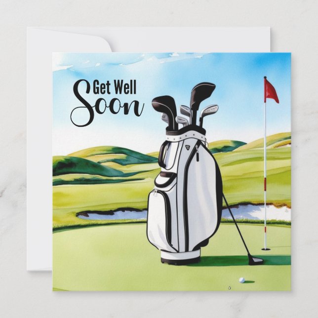 Golf get well soon with golf bag on putting green  (Front)