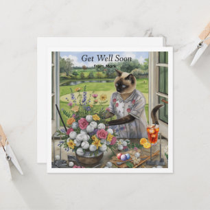 Golf get well soon with golf ball and flowers  card