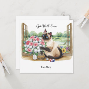 Golf get well soon with golf ball and flowers  card