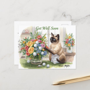 Golf get well soon with golf ball and flowers  postcard