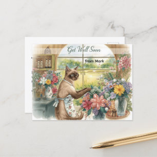 Golf get well soon with golf ball and flowers  postcard