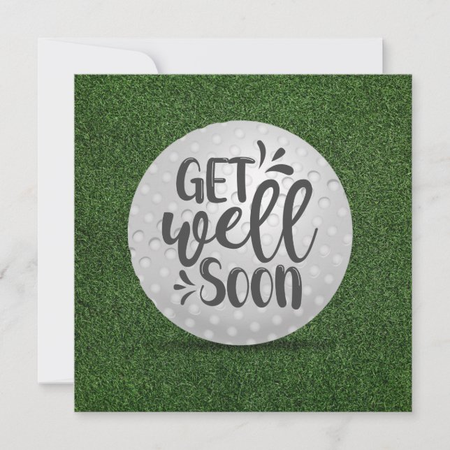 Golf Get well soon with golf ball on green grass Card (Front)
