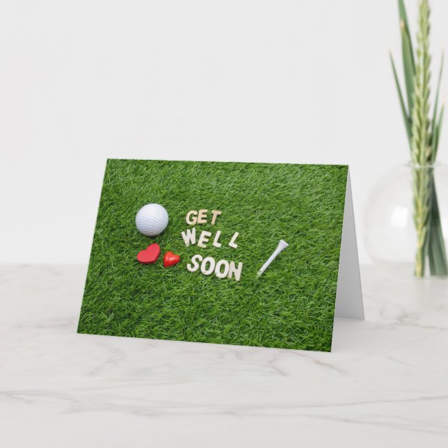 Golf get well soon with golf ball tee love card (Front)