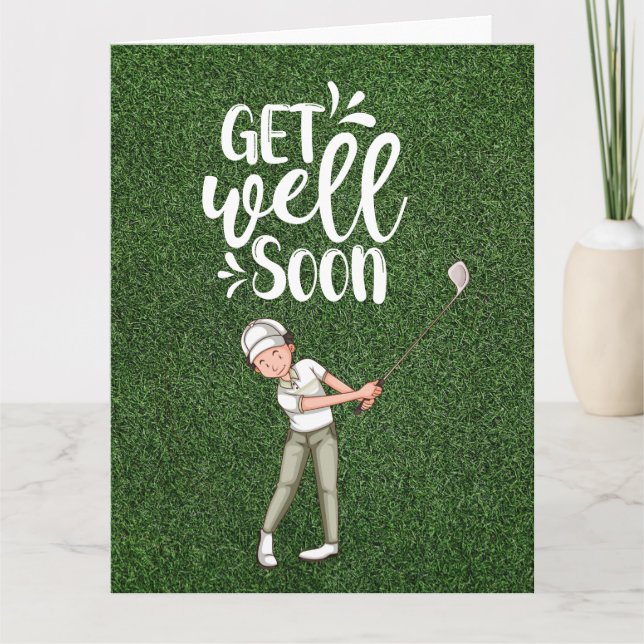Golf Get well soon with golfer golfing on green Card (Front)