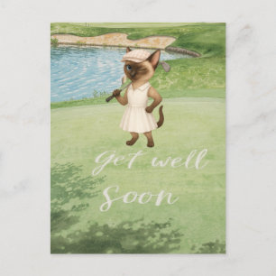 Golf Get well soon with golfer golfing on green  Postcard