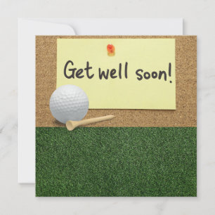 Golf Get well soon with post it on the board Card