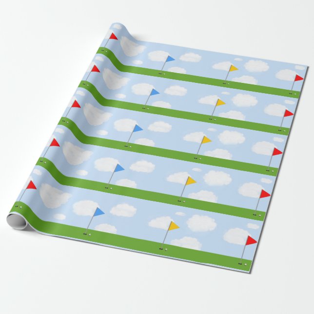 Golf Gift Wrapping Paper (Unrolled)