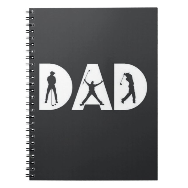 Golf Gifts For Dad Golfer Lover Simple Black White Notebook (Front)