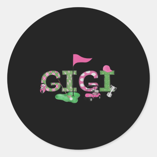 Golf Gigi Nk Hole In One Golf 1st Birthday Girl  Classic Round Sticker (Front)