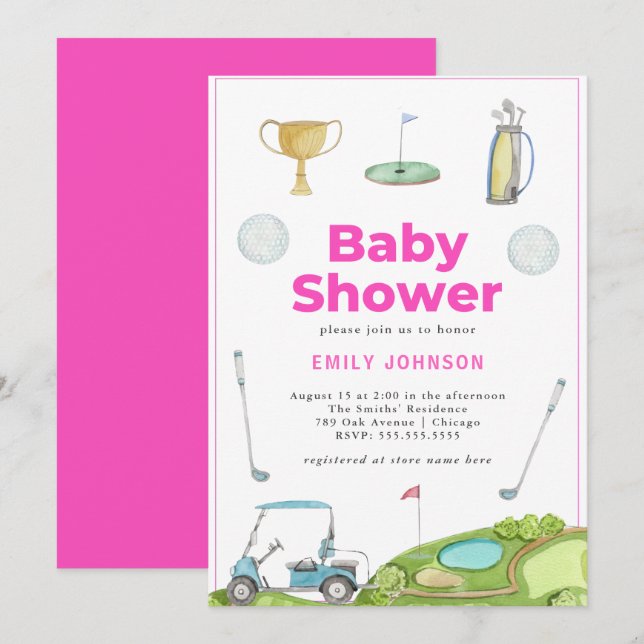 Golf Girl Baby Shower Invitation (Front/Back)