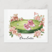 Golf Girl Baby Shower with pink teddy bear