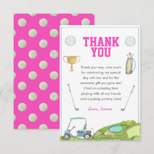 Golf Girl Birthday Thank You Card