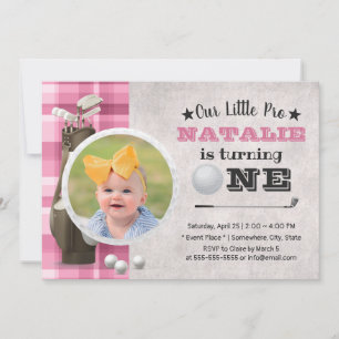 Golf Girl Future Golfer Cute Photo 1st Birthday Invitation