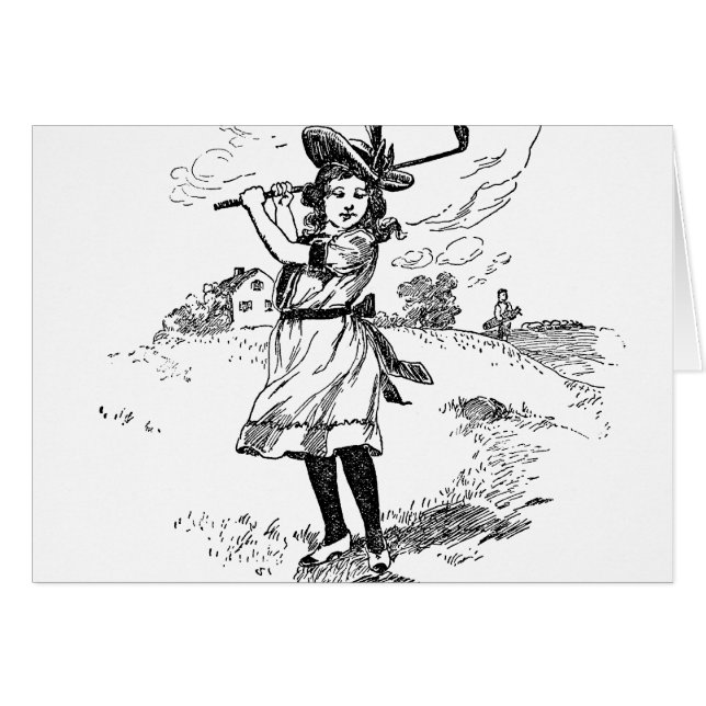 Golf Girl Golfing Vintage Art (Front Horizontal)