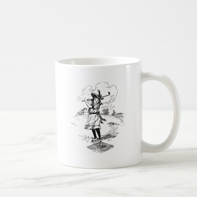 Golf Girl Golfing Vintage Art Coffee Mug (Right)