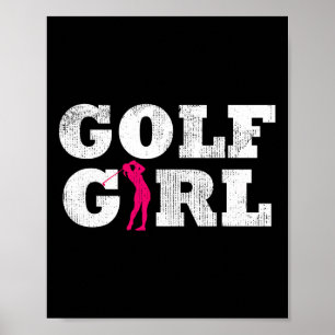 Golf Girl Player Golfer Golfing Silhouette Sport G Poster