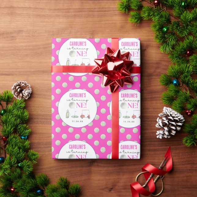 Golf Girls First Birthday Wrapping Paper (Holiday Gift)
