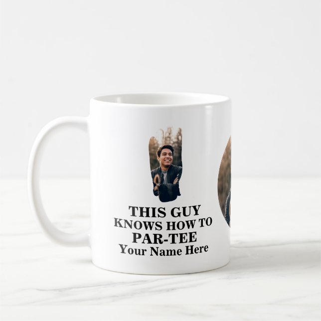 Golf glove shape photo guy knows how to par-tee coffee mug (Left)