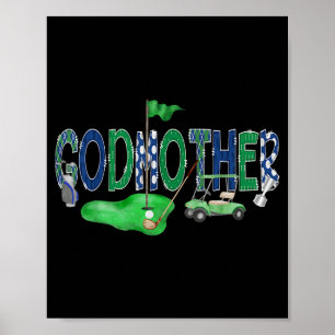 Golf Godmother Hole In One Golf 1st Birthday Boy P Poster