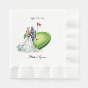Golf golf flag on heart shape for wedding napkin
