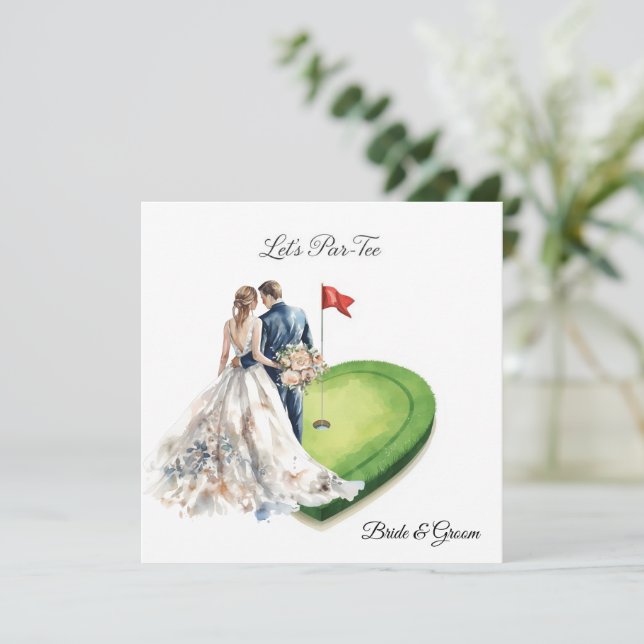 Golf golf flag on heart shape on putting green invitation (Standing Front)