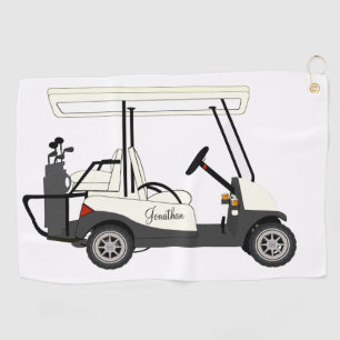 Golf Golfer Cart Clubs Ball Towels