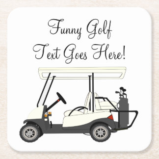 Golf Golfer Cart Personalised Beer Soda Paper Square Paper Coaster