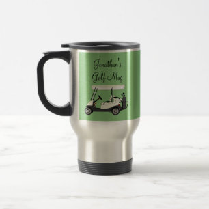 Golf Golfer Cart Personalised Coffee Travel Mug