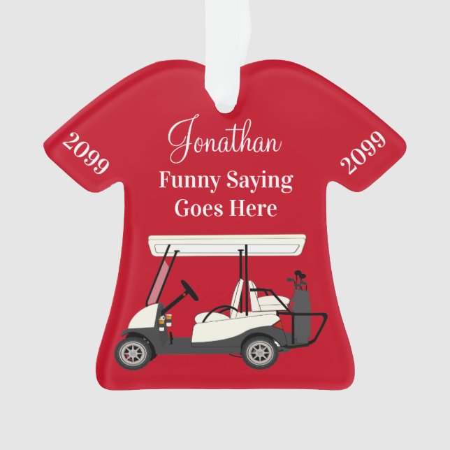 Golf Golfer Cart Personalised Shirt Acrylic Ornament (Front)