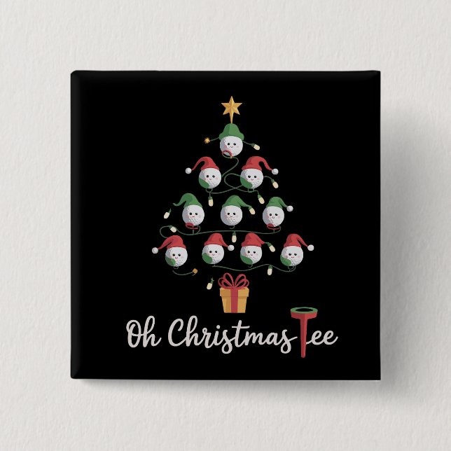 Golf Golfer Funny Golfing Oh Christmas Tee 15 Cm Square Badge (Front)