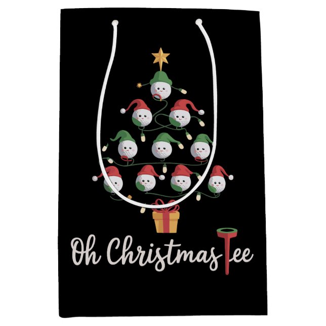 Golf Golfer Funny Golfing Oh Christmas Tee Medium Gift Bag (Front)