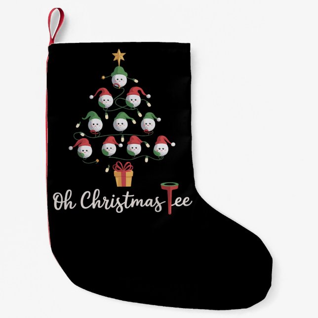 Golf Golfer Funny Golfing Oh Christmas Tee Small Christmas Stocking (Front)