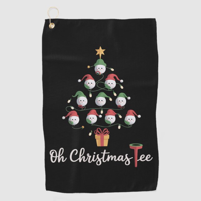 Golf Golfer Funny Golfing Oh Christmas Tee Towel (Front)