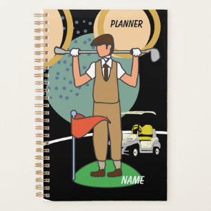 Golf golfer golfing gifts ideas on black planner