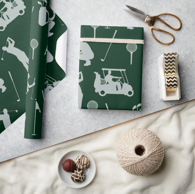 Golf Golfer Golfing Golf Cart and Bag  Wrapping Paper (Crafts)