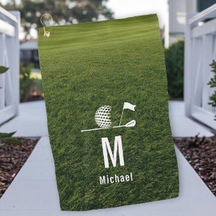 Golf Golfer Golfing Minimalist Initial Custom Towel