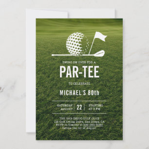 Golf Golfer Golfing Minimalist Men 80th Birthday Invitation