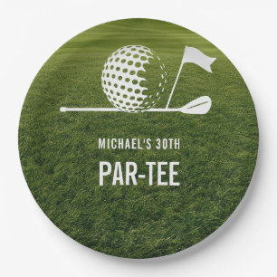 Golf Golfer Golfing Minimalist Men Birthday Paper Plate