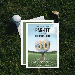 Golf Golfer Golfing Modern Men 30th Birthday Invitation