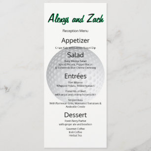 Golf Golfer Sports Lover Tee Time Reception Menu