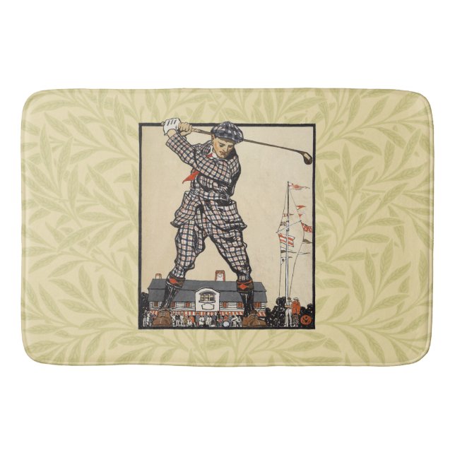 Golf Golfer Vintage Antique Golfing Bath Mat (Front)