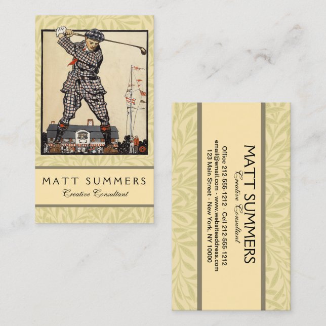 Golf Golfer Vintage Antique Golfing Business Card (Front/Back)
