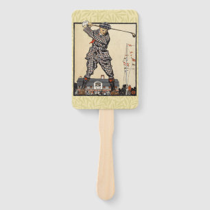 Golf Golfer Vintage Antique Golfing Hand Fan
