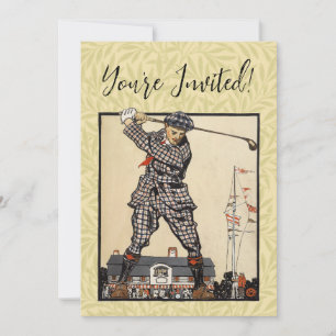Golf Golfer Vintage Antique Golfing Invitation