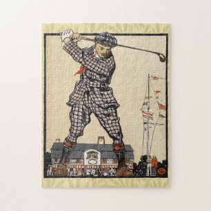 Golf Golfer Vintage Antique Golfing Jigsaw Puzzle