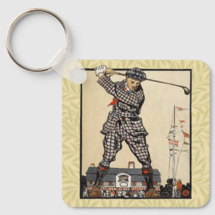 Golf Golfer Vintage Antique Golfing Key Ring