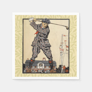 Golf Golfer Vintage Antique Golfing Napkin