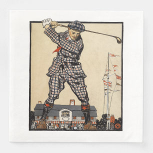 Golf Golfer Vintage Antique Golfing Napkin